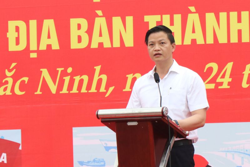 Phó Chủ tịch Thường trực UBND tỉnh Bắc Ninh Vương Quốc Tuấn phát biểu tại buổi lễ