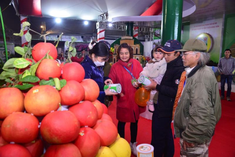 Người tiêu dùng tìm hiểu sản phẩm OCOP tại hội trợ ở Hà Nội. Ảnh: Phạm Hùng