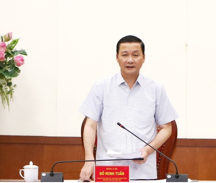 Chủ tịch UBND tỉnh Thanh Hoá, Đỗ Minh Tuấn phát biểu kết luận hội nghị.