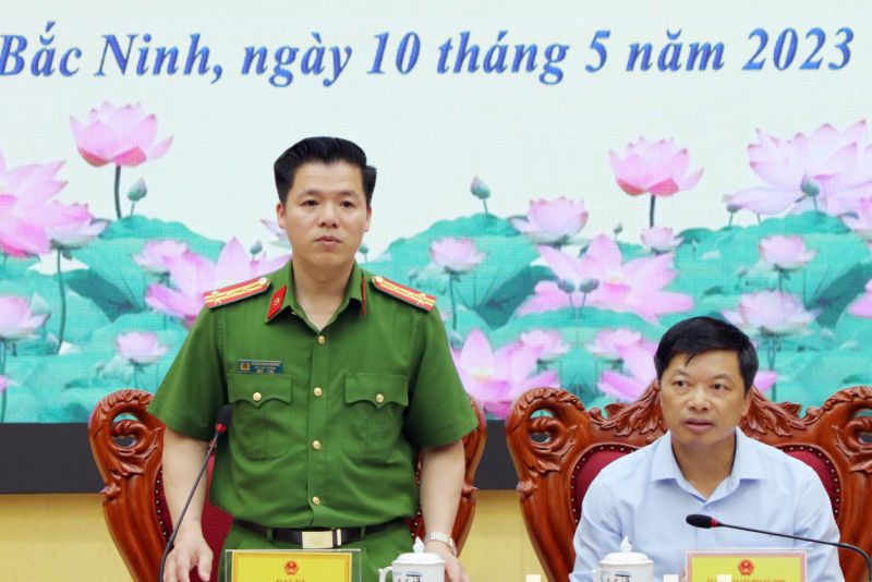 Phó Cục trưởng Cục Cảnh sát phòng cháy chữa cháy và cứu nạn cứu hộ Nguyễn Minh Khương phát biểu tại buổi làm việc