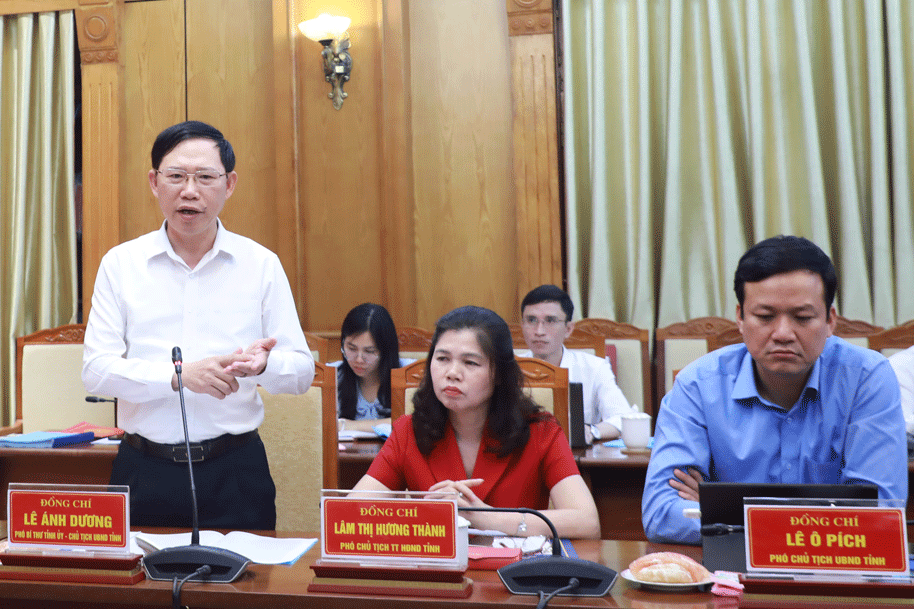 Ông Lê Ánh Dương, Chủ tịch UBND tỉnh Bắc Giang phát biểu tại buổi làm việc