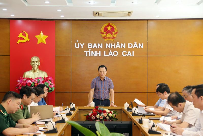 Ông Hoàng Quốc Khánh – Phó Chủ tịch Thường trực UBND tỉnh phát biểu chỉ đạo tại cuộc họp bàn Kế hoạch tổ chức Hội chợ Thương mại Quốc tế Việt - Trung (Lào Cai) lần thứ 23 năm 2023