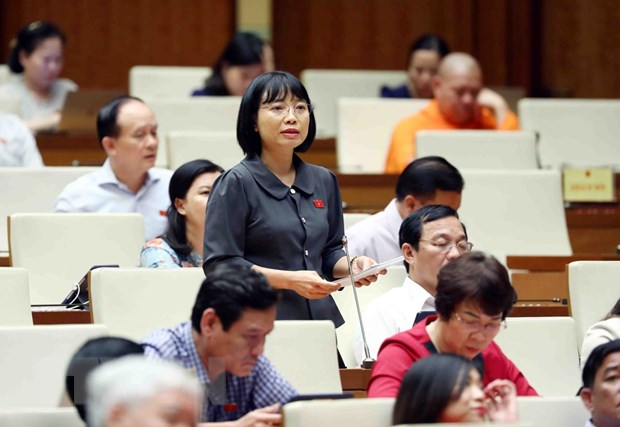 Đại biểu Quốc hội tỉnh Hải Dương Nguyễn Thị Việt Nga phát biểu tại thảo luận về dự kiến Chương trình giám sát của Quốc hội năm 2024