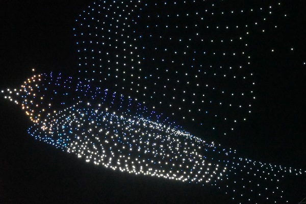 Dron light kết thành hình chim Yến, một biểu tượng của tỉnh Khánh Hòa vốn là 