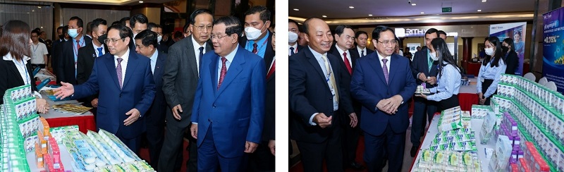 Thủ tướng Phạm Minh Chính thăm gian hàng của Angkormilk tại Diễn đàn Xúc tiến Đầu tư và Thương mại Việt Nam – Campuchia 2022