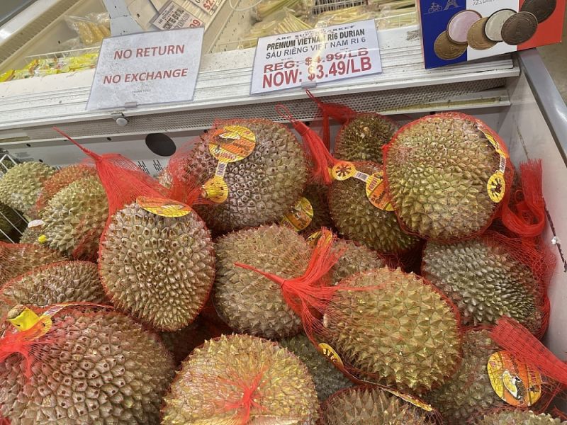 Sầu riêng đông lạnh của Việt Nam bán tại siêu thị của Mỹ.