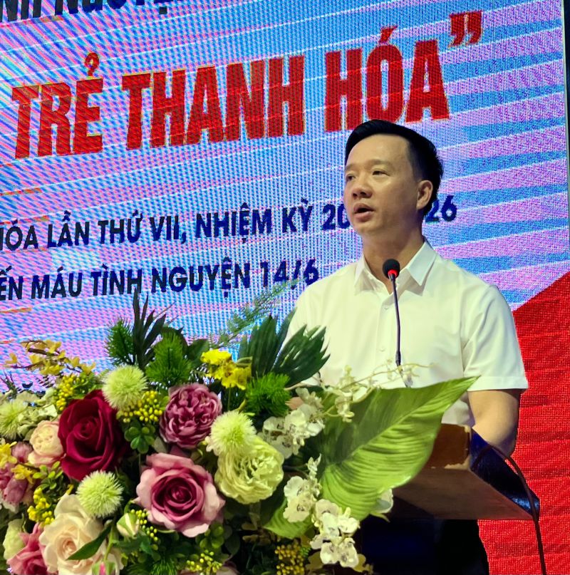 Ông Nguyễn Xuân Hưng, Chủ tịch Hội doanh nhân trẻ tỉnh Thanh Hóa khai mạc Ngày hội hiến máu tình nguyện