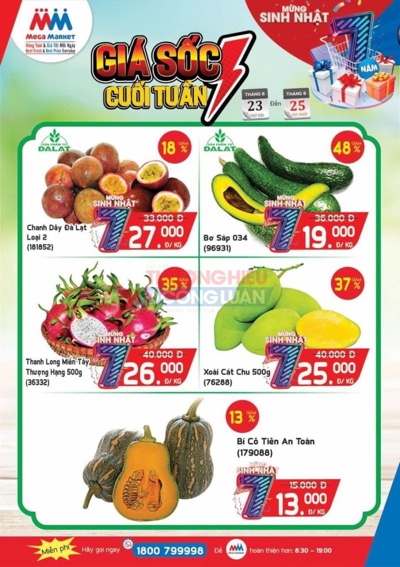 Trái cây tại Mega Maket Hồng Bàng Hải Phòng giảm giá mừng sinh nhật 7 tuổi