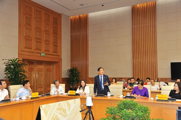 Ông Lê Viết Hải - Chủ tịch Hiệp hội Xây dựng và VLXD TP.HCM phát biểu tại buổi làm việc của Thủ tướng Chính phủ với Doanh nghiệp ngày 6/7