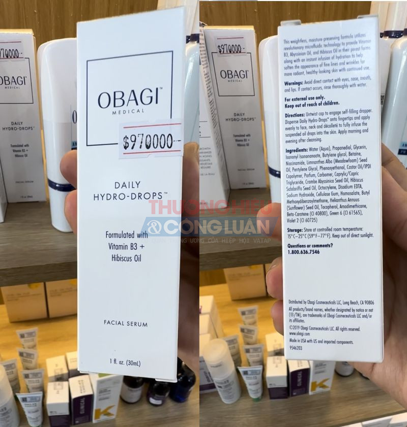 Sản phẩm mỹ phẩm của hãng Mỹ phẩm Obagi không có tem chống hàng giả