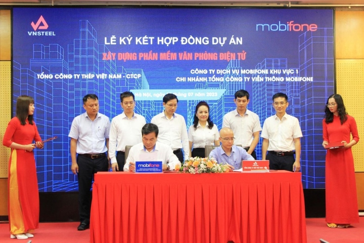 Tổng công ty Viễn thông MobiFone và Tổng công ty Thép Việt Nam (VNSTEEL) cùng nhau ký kết hợp đồng Dự án “Xây dựng phần mềm Văn phòng điện tử”