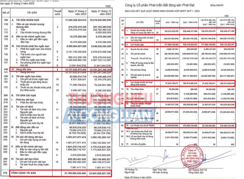 Nguồn: BCTC Công ty cổ phần Phát triển bất động sản Phát Đạt