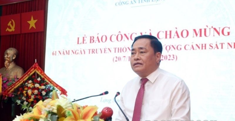 Chủ tịch UBND tỉnh Lạng Sơn Hồ Tiến Thiệu phát biểu tại buổi lễ