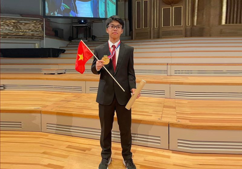 m Nguyễn Kim Giang tại lễ trao giải Olympic Hóa học Quốc tế 2023. (Ảnh: THPT Chuyên Bắc Ninh).