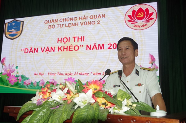 Đại tá Đỗ Hồng Duyên, Chủ nhiệm Chính trị Vùng, Trưởng ban Tổ chức Hội thi  phát biểu bế mạc hội thi