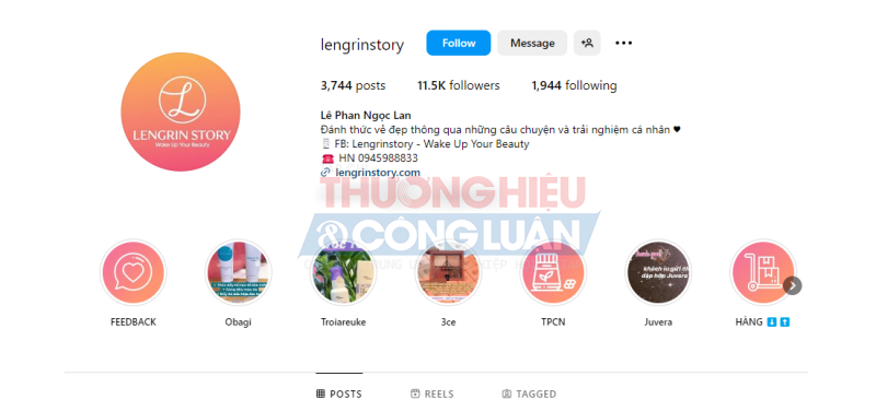 Instagram của Lengrinstory sở hữu hơn