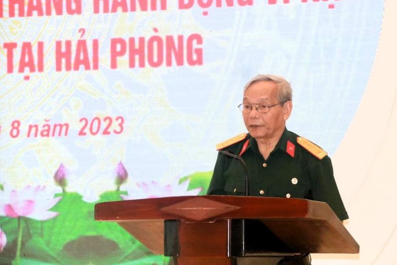 Đại tá Nguyễn Hữu Ý - Chủ tịch Hội Nạn nhân chất độc da cam/dioxin Hải Phòng phát biểu