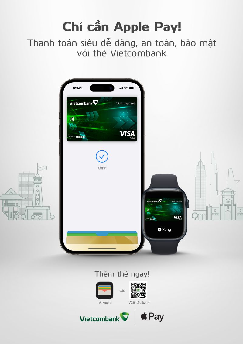 Vietcombank chính thức giới thiệu đến chủ thẻ Visa Apple Pay phương thức thanh toán an toàn, bảo mật và riêng tư hơn