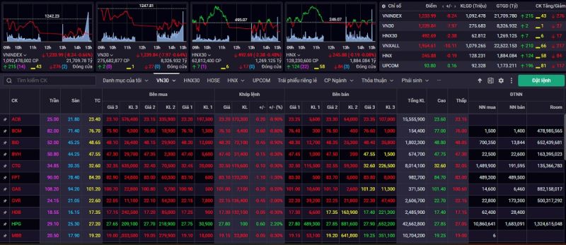 Kết thúc phiên giao dịch ngày 9/8, VN-Index giảm 8,24 điểm (-0,66%) về mức 1.233,99 điểm