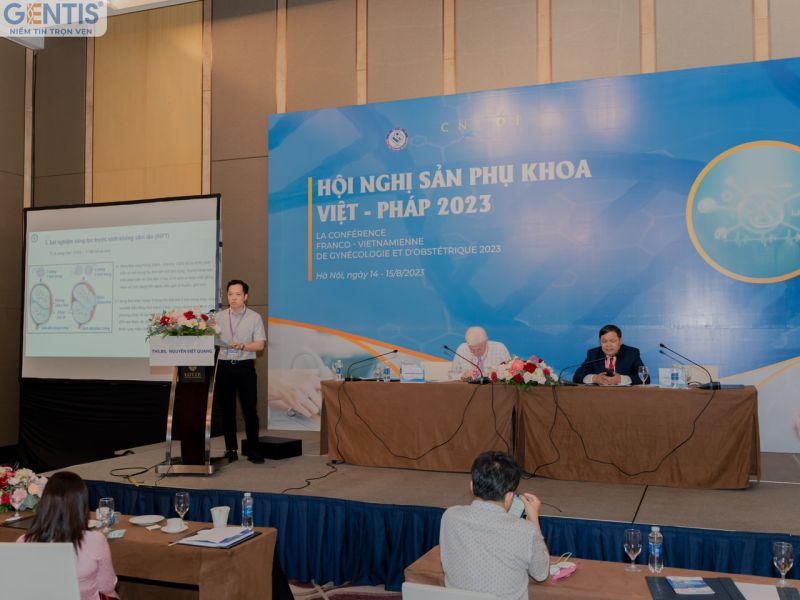 ThS. BS Nguyễn Việt Quang trình bày bài báo cáo Ý nghĩa của xét nghiệm NIPT trong quản lý đa thai