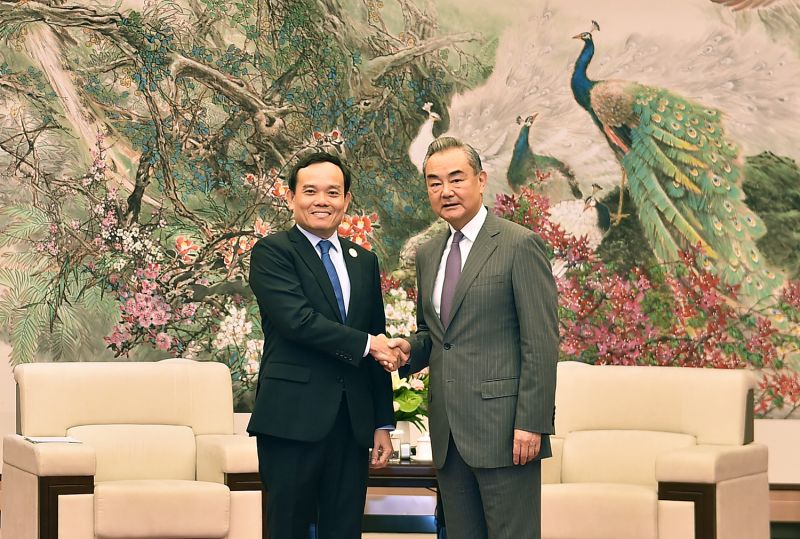 Phó Thủ tướng Trần Lưu Quang và Chủ nhiệm Văn phòng Ủy ban công tác Đối ngoại Trung ương, Bộ trưởng Ngoại giao Trung Quốc Vương Nghị.