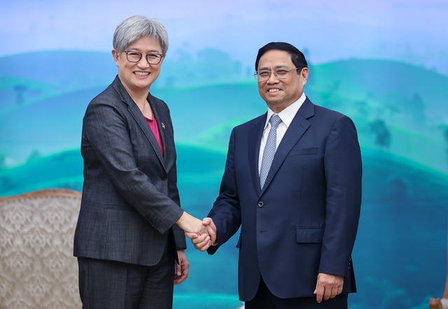 Thủ tướng Chính phủ Phạm Minh Chính đã tiếp Bộ trưởng Ngoại giao Australia Penny Wong - Ảnh: VGP/Nhật Bắc