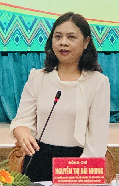 Bà Nguyễn Thị Hải Nhung giới thiệu về Ngày hội VHCDT miền Trung năm 2023. Bà Nguyễn Thị Hải Nhung giới thiệu về Ngày hội VHCDT miền Trung năm 2023.