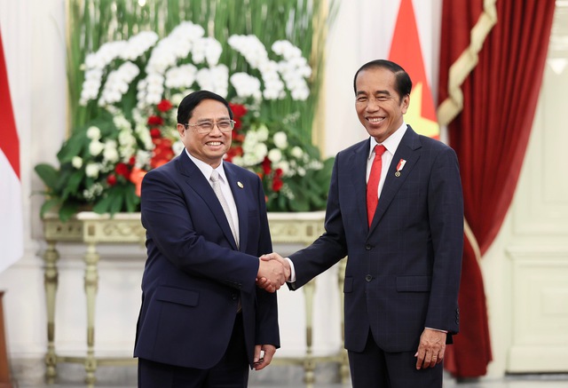 Thủ tướng Chính phủ Phạm Minh Chính hội kiến Tổng thống Indonesia Joko Widodo - Ảnh: VGP/Nhật Bắc