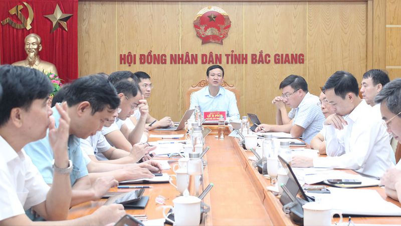 Phó Chủ tịch UBND tỉnh Bắc Giang Lê Ô Pích chủ trì cuộc họp.