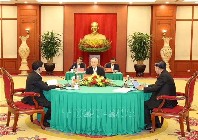 Tổng Bí thư Nguyễn Phú Trọng phát biểu tại cuộc gặp - Ảnh: TTXVN