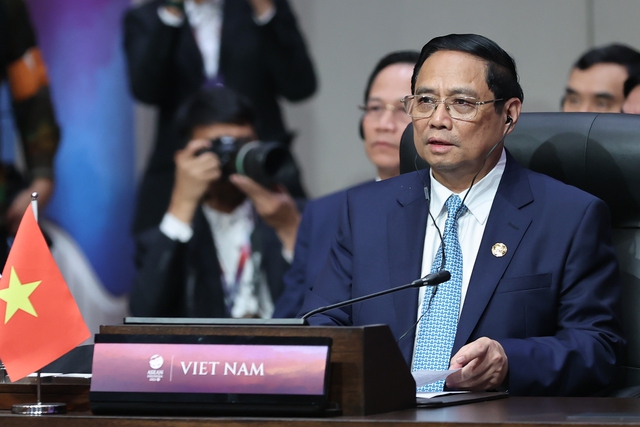 Thủ tướng Phạm Minh Chính có các bài phát biểu quan trọng tại tất cả các hội nghị, mang tới ASEAN và các đối tác nhiều thông điệp, định hướng và sáng kiến thiết thực nhằm củng cố tiến trình xây dựng Cộng đồng và tăng cường quan hệ với các đối tác - Ảnh: VGP/Nhật Bắc