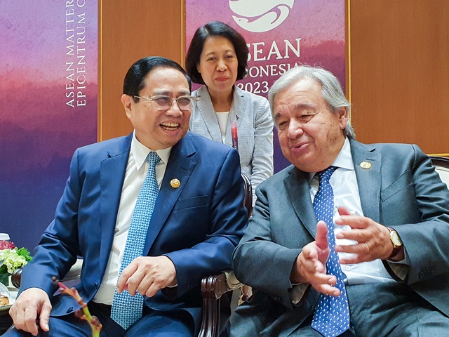Thủ tướng Phạm Minh Chính và Tổng Thư ký Liên Hợp Quốc António Guterres tại Hội nghị - Ảnh: VGP