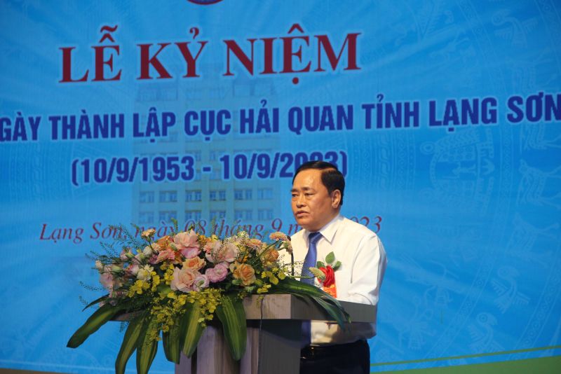 Phó Bí thư Tỉnh ủy, Chủ tịch UBND tỉnh Lạng Sơn Hồ Tiến Thiệu phát biểu tại lễ kỷ niệm