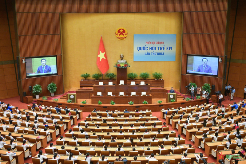 Quang cảnh phiên họp giả định Quốc hội trẻ em.