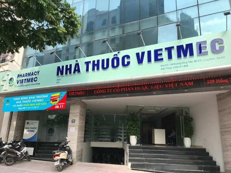Nhà thuốc Vietmec tại số 139 Hồng Tiến, phường Bồ Đề, quận Long Biên, Hà Nội.