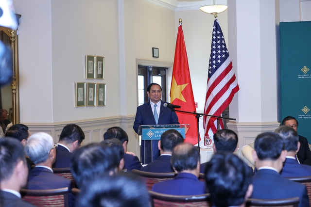 Thủ tướng cho biết Việt Nam luôn mong muốn tìm kiếm, mở rộng các cơ hội hợp tác phát triển với các cơ sở giáo dục, đào tạo của Hoa Kỳ, trong đó có Đại học San Francisco - Ảnh: VGP/Nhật Bắc