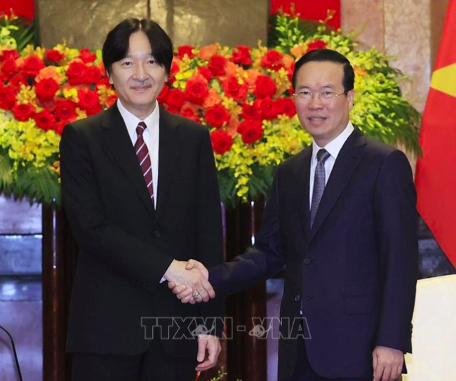 Chủ tịch nước Võ Văn Thưởng tiếp Hoàng Thái tử Nhật Bản Akishino