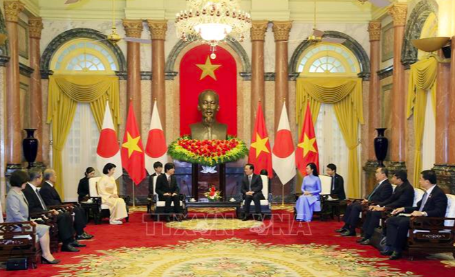 Chủ tịch nước Võ Văn Thưởng và Phu nhân tiếp Hoàng Thái tử Nhật Bản Akishino và Công nương