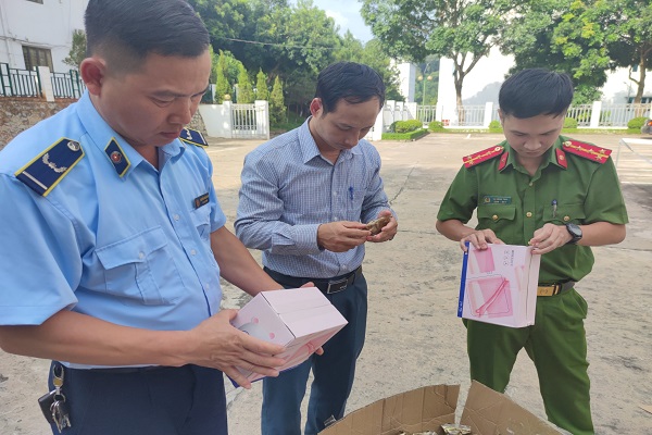 Lực lượng chức năng tỉnh Lào Cai tiến hành kiểm tra lô hàng