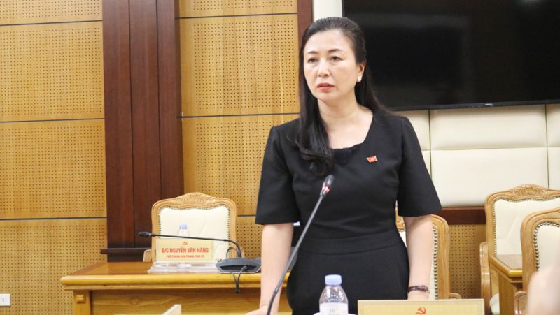 Bà Lê Thị Thu Hồng, Phó Bí thư Thường trực Tỉnh ủy, Chủ tịch HĐND tỉnh Bắc Giang phát biểu tại buổi công bố.