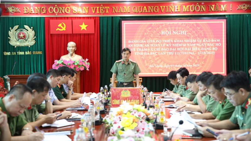 Đại tá Đỗ Đức Thịnh, Đỗ Đức Thịnh Phó Giám đốc Công an tỉnh Bắc Giang chủ trì hội nghị.
