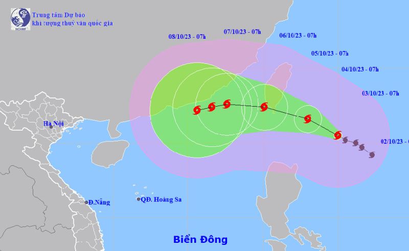 Dự báo hướng di chuyển của bão Koinu