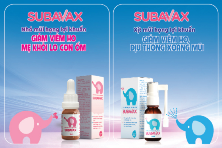 Nhỏ và xịt mũi họng Subavax bổ sung hàm lượng lợi khuẩn hô hấp đậm đặc