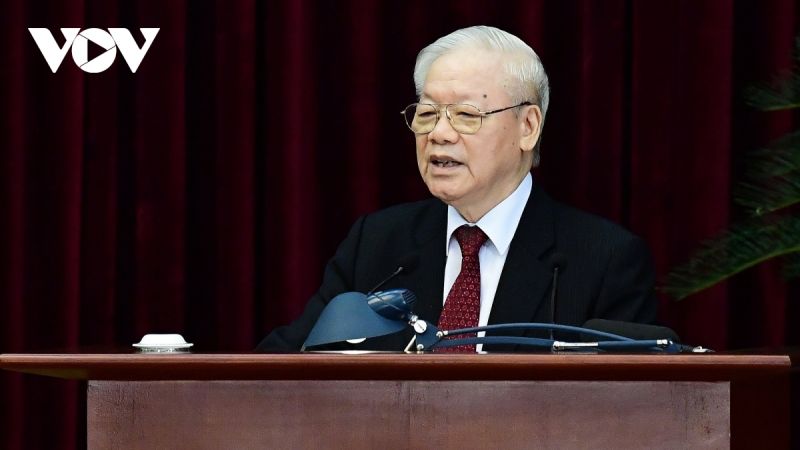 Tổng Bí thư Nguyễn Phú Trọng phát biểu bế mạc Hội nghị. Ảnh: Ngọc Thành