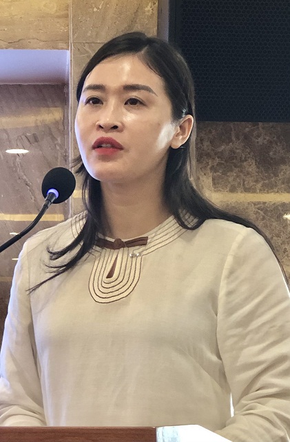 B&agrave; Nhữ Thị Ngần ph&aacute;t biểu tại Hội nghị.