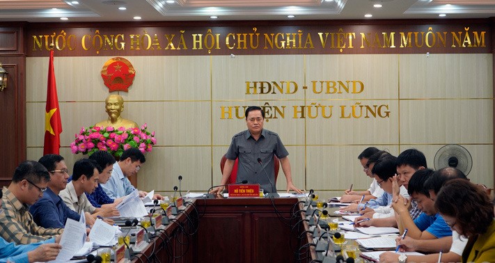 Chủ tịch UBND tỉnh Lạng Sơn Hồ Tiến Thiệu phát biểu kết luận tại buổi kiểm tra, làm việc