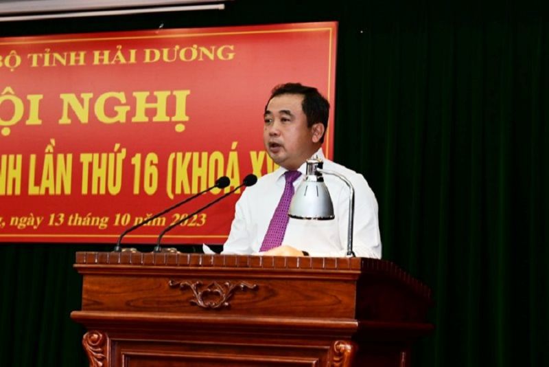 Ông Trần Đức Thắng, Ủy viên Trung ương Đảng, Bí thư Tỉnh ủy Hải Dương phát biểu khai mạc hội nghị