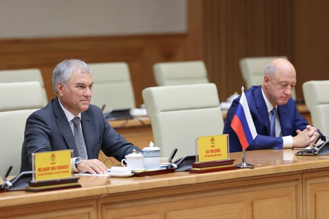 Chủ tịch Duma Quốc gia Quốc hội Nga Volodin cho biết, Duma Quốc gia Quốc hội Nga với vai trò cơ quan lập pháp hoàn toàn ủng hộ việc tăng cường hợp tác giữa hai nước trên mọi lĩnh vực, vì lợi ích của nhân dân hai nước - Ảnh: VGP/Nhật Bắc