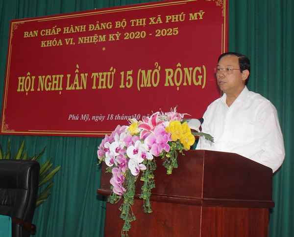 Chủ tịch UBND tỉnh Bà Rịa – Vũng Tàu, Nguyễn Văn Thọ phát biểu tại hội nghị