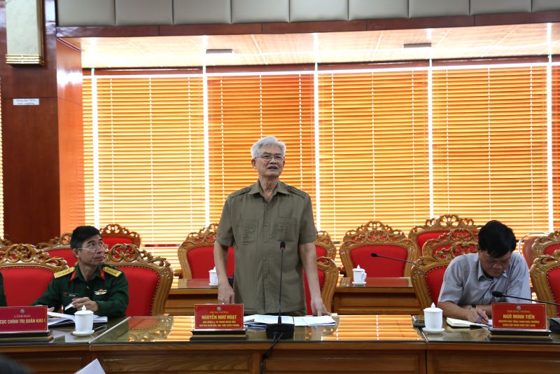 Trung tướng Nguyễn Như Hoạt, Anh hùng lực lượng vũ trang Nhân dân, Trưởng Ban Liên lạc Cựu chiến binh Mặt trận Lạng Sơn – Quân đoàn 14 phát biểu tại buổi làm việc